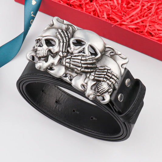 warmmeta-Western Cowboy PU Leather Belt - Men Waist Strap Bull Decoration Floral Engraved for Jeans