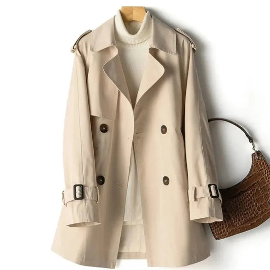 Spring Autumn Women Clothes 2022 New Women's Windbreaker Khaki Lapel Double Button Jacket Loose Trench Coat Female Outwear