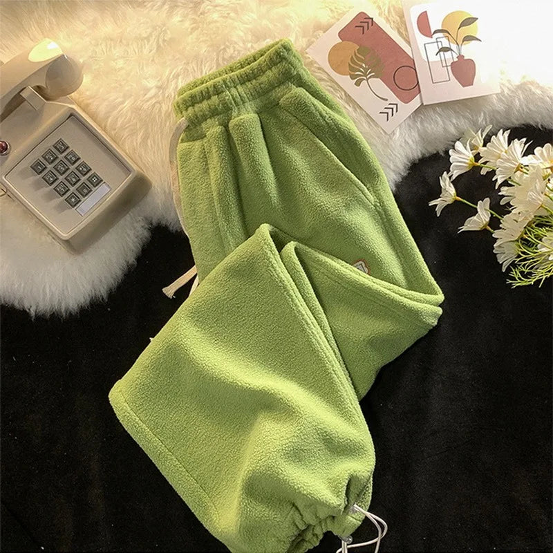 2023 Loose Lamb Wool Velvet leggings Autumn Winter Women Casual Sports Pants Thick Fleece Warm Sweatpants Baggy Joggers Trousers