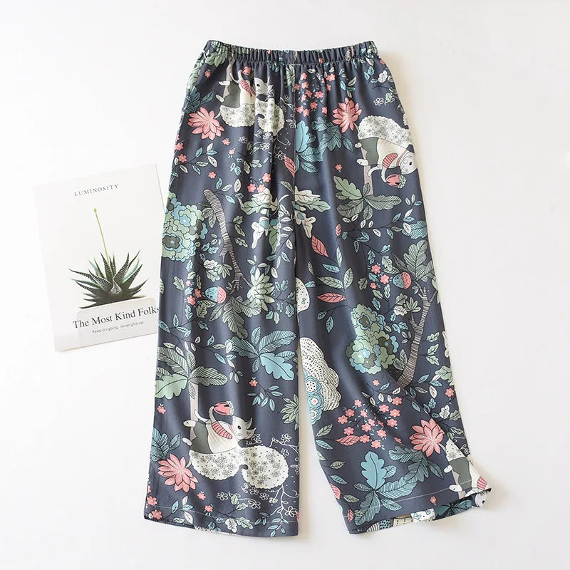 warmmeta -2024 new ladies summer shorts cropped pants thin section soft artificial cotton loose casual home pants can be worn outside