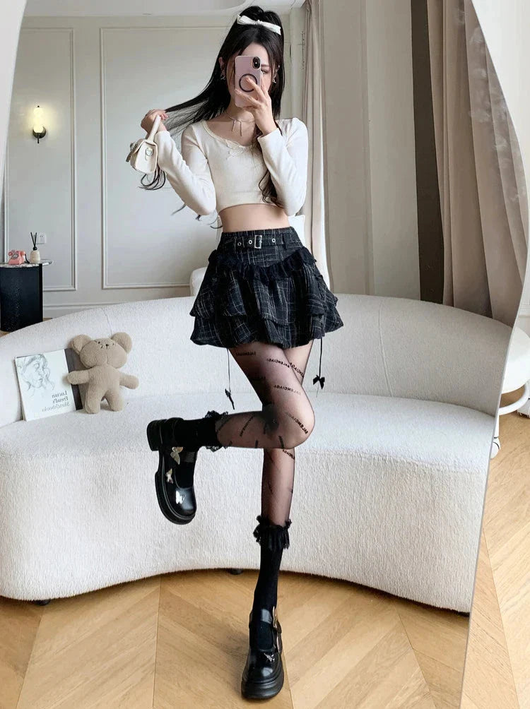 Karina Lace Ruffle Mini Skirt