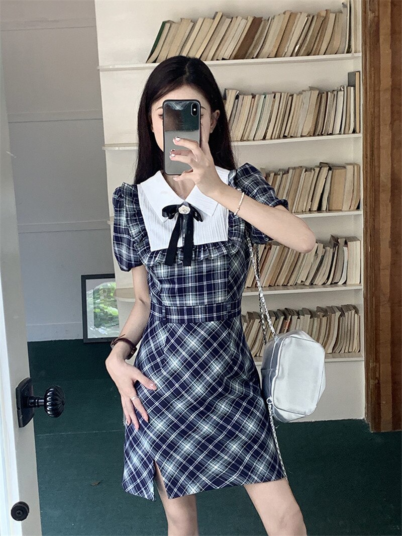 Genevieve Dark Academia Plaid Dress