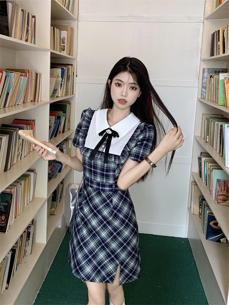 Genevieve Dark Academia Plaid Dress