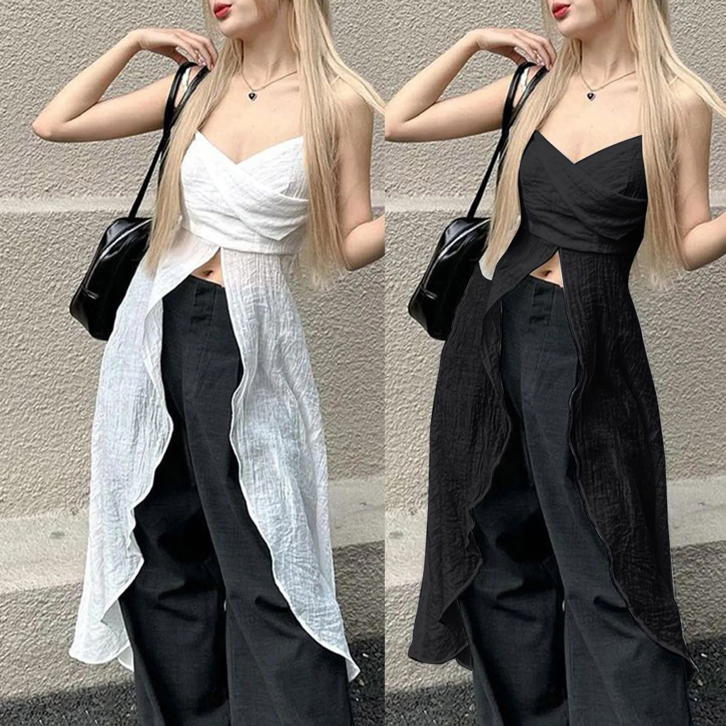 High Street Women Y2k Tank Tops Solid Color Sleeveless Camisole Sexy Spaghetti Strap Low Cut Vest Summer Party Club Top 2023