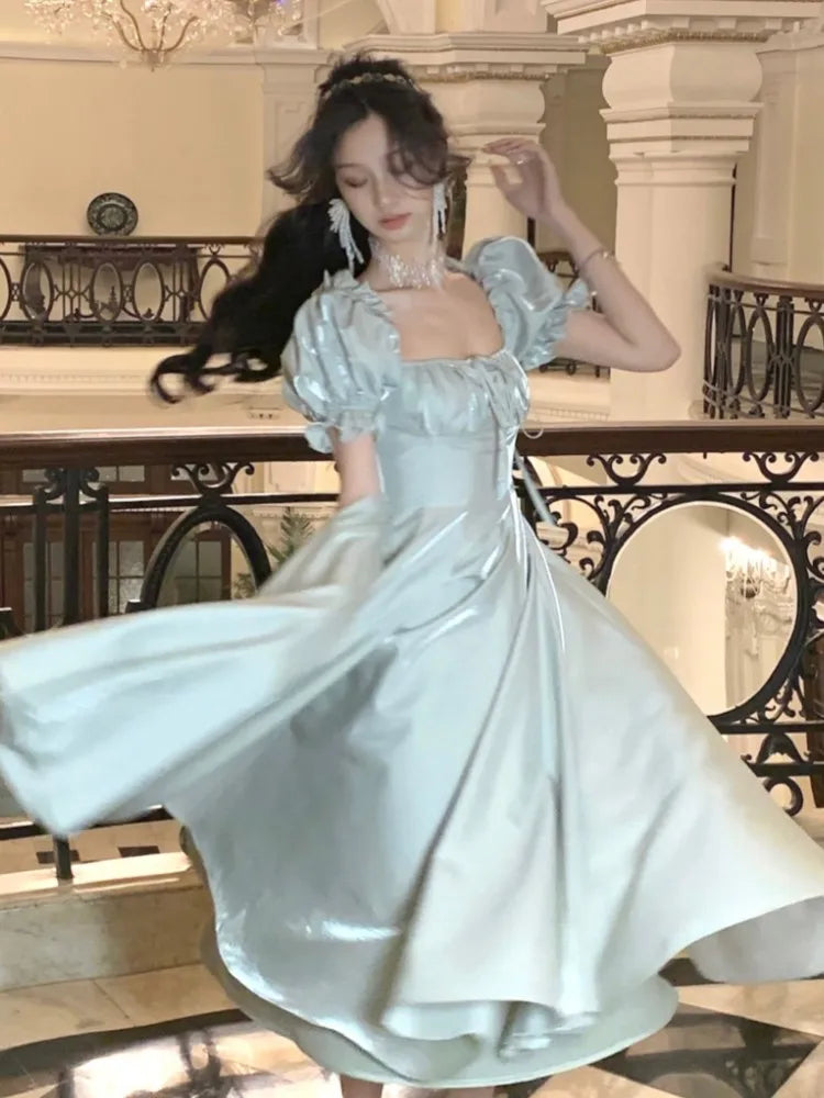 French Vintage Evening Party Dress Women 2024 Summer Elegant Romantic Prom Robe Vestidos Korean A-line Graduation Dresses New