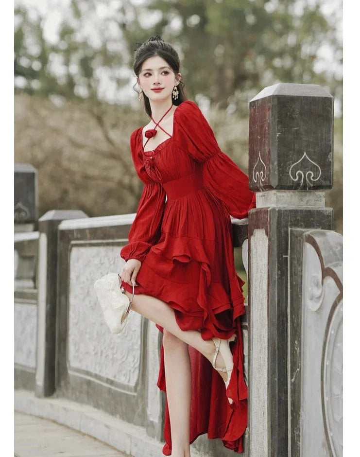 In a Fairytale Forest Layered High-Low Red Princesscore Dress