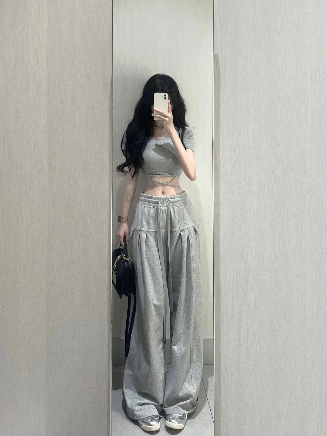 2 Piece Pant Sets 2024 Summer Casual Y2k Crop Top + Loose Trousers Sport Wear Korean Fashion Suits Chic Outwear T Shirts Blouse