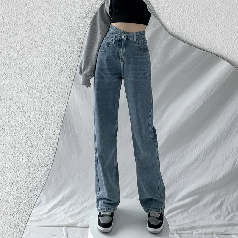 Jeans Women Wide Leg Pants Mom Femme Black Blue Jean High Waist Woman Trousers Brand Clothing Pantalones Spodnie Damskie