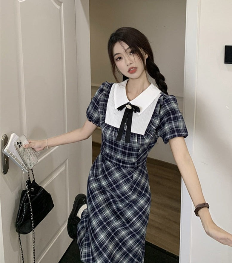 Genevieve Dark Academia Plaid Dress