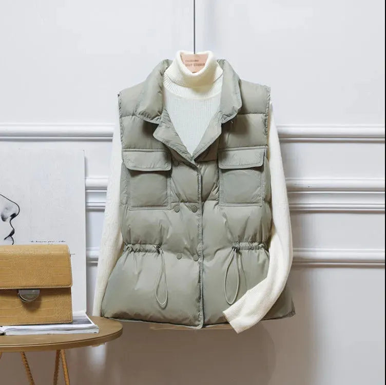 2023 New Light Down Vest Women Short Vest Windproof Lightweight Warm Waistcoat Female White Duck Down jacket Coat Sleeveless