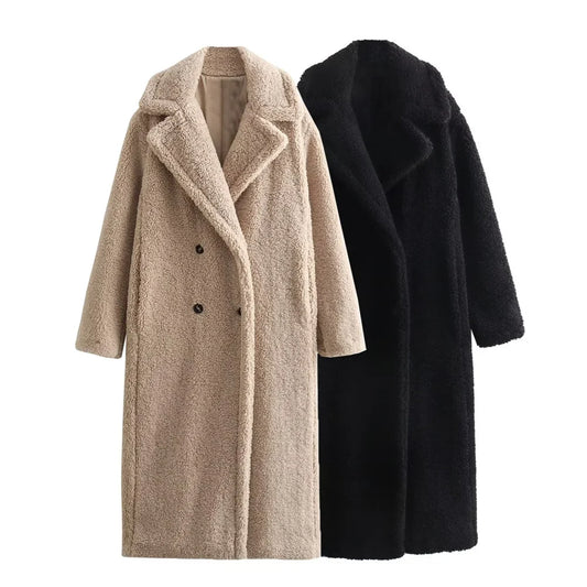 UNIZERA 2023 Autumn/Winter New Product Women's New Fashion and Casual Versatile Polo Collar Double breasted Long Coat Coat Coat