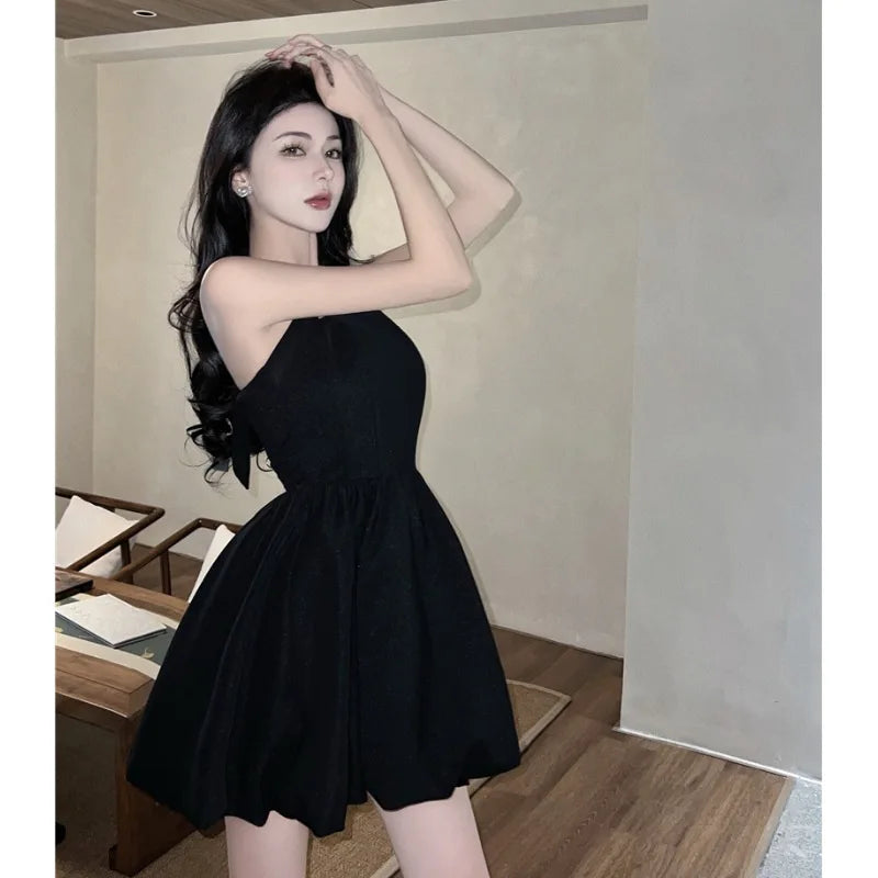 warmmeta-High Waist Slim A-line Black Sexy Dress Bodycon Dresses Women Clothing Sexi Night Dress Hot Streetwear Party Mini Dress Summer