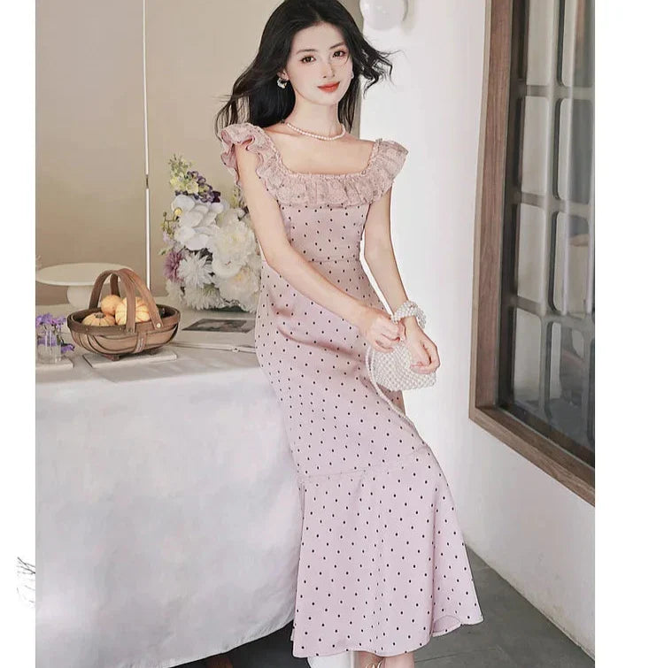 Dusty Pink Polka Dot Dress