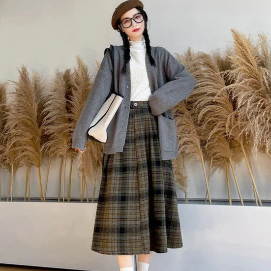 Plaid Wool Grandmacore Skirt