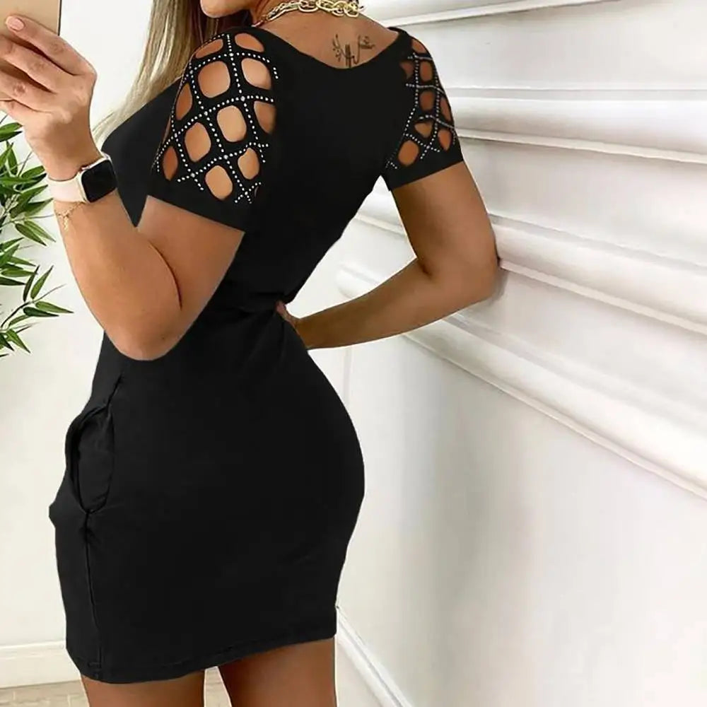 WARMMETA Club Hip Dress For Women 2024 Summer Slim Fit Short Skirt Elegant Pullover Female Y2K Crop Midi Dresses Vestido Girl Clothe