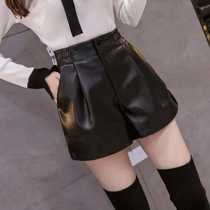 Casual A-line Shorts Leather Leg Pants Women Clothing Women Pants Summer Shorts