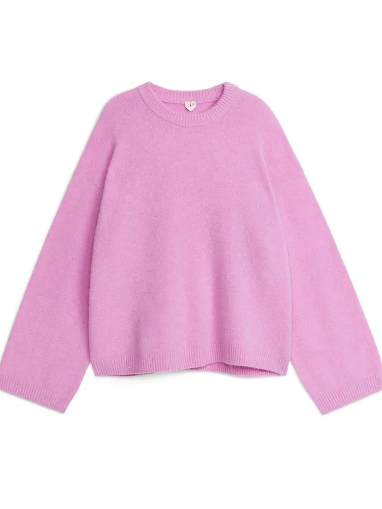 Women's Solid O-neck Pullover Sweaters Autumn Winter Long Sleeve Knitted Jumpers Versatile Fashion Female Warm Fit Knitwear