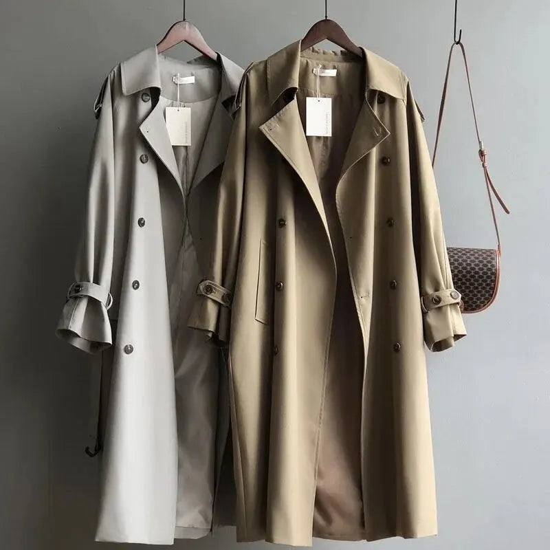 Spring Autumn Medium Length Thin Style English French Style Versatile Slim Fit Small Person Casual Coat Large Clothes