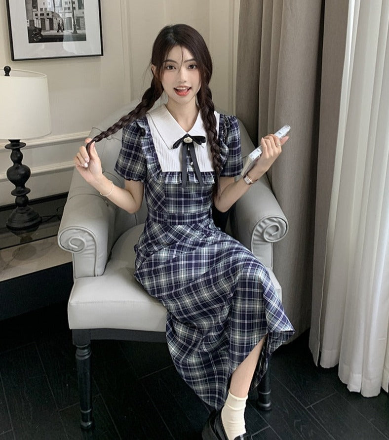 Genevieve Dark Academia Plaid Dress