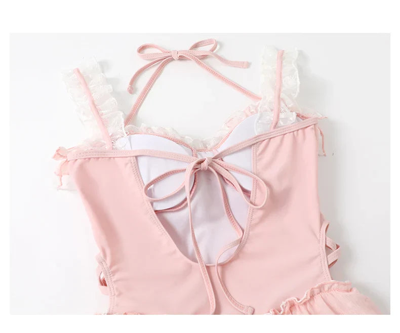 Sweet Cupcake Pastel Pink Coquette Princess One-Piece Swimsuit