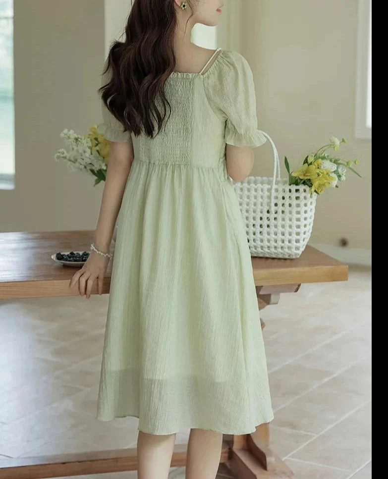 Apple Garden Ethereal Fairy Dress with Pearl Shoulder Straps