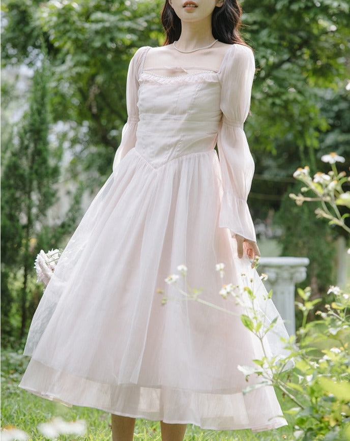 Pale Petal-Pink Delicate Fairy Princesscore Dress