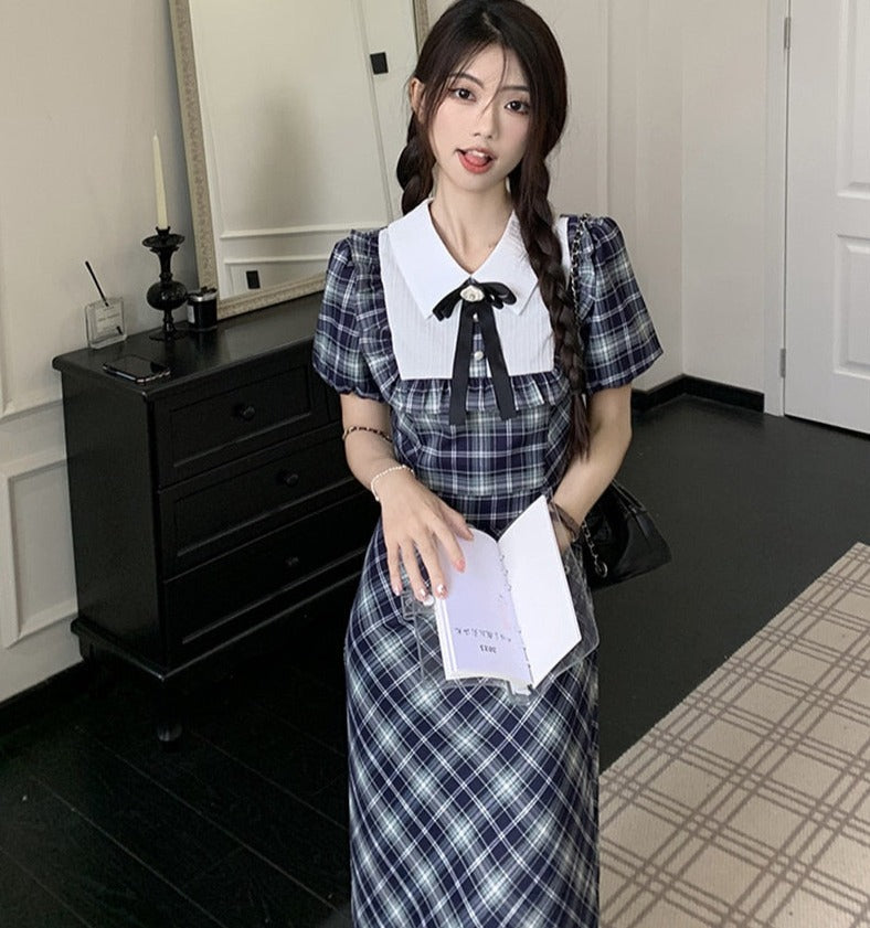 Genevieve Dark Academia Plaid Dress