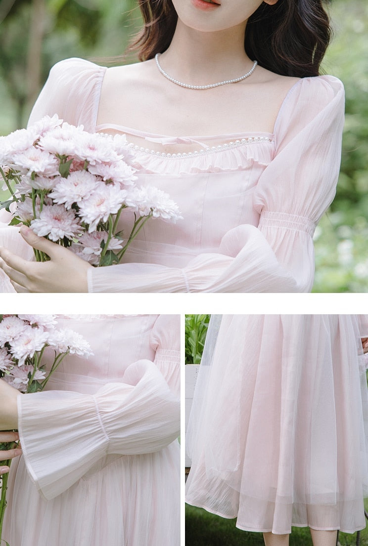 Pale Petal-Pink Delicate Fairy Princesscore Dress