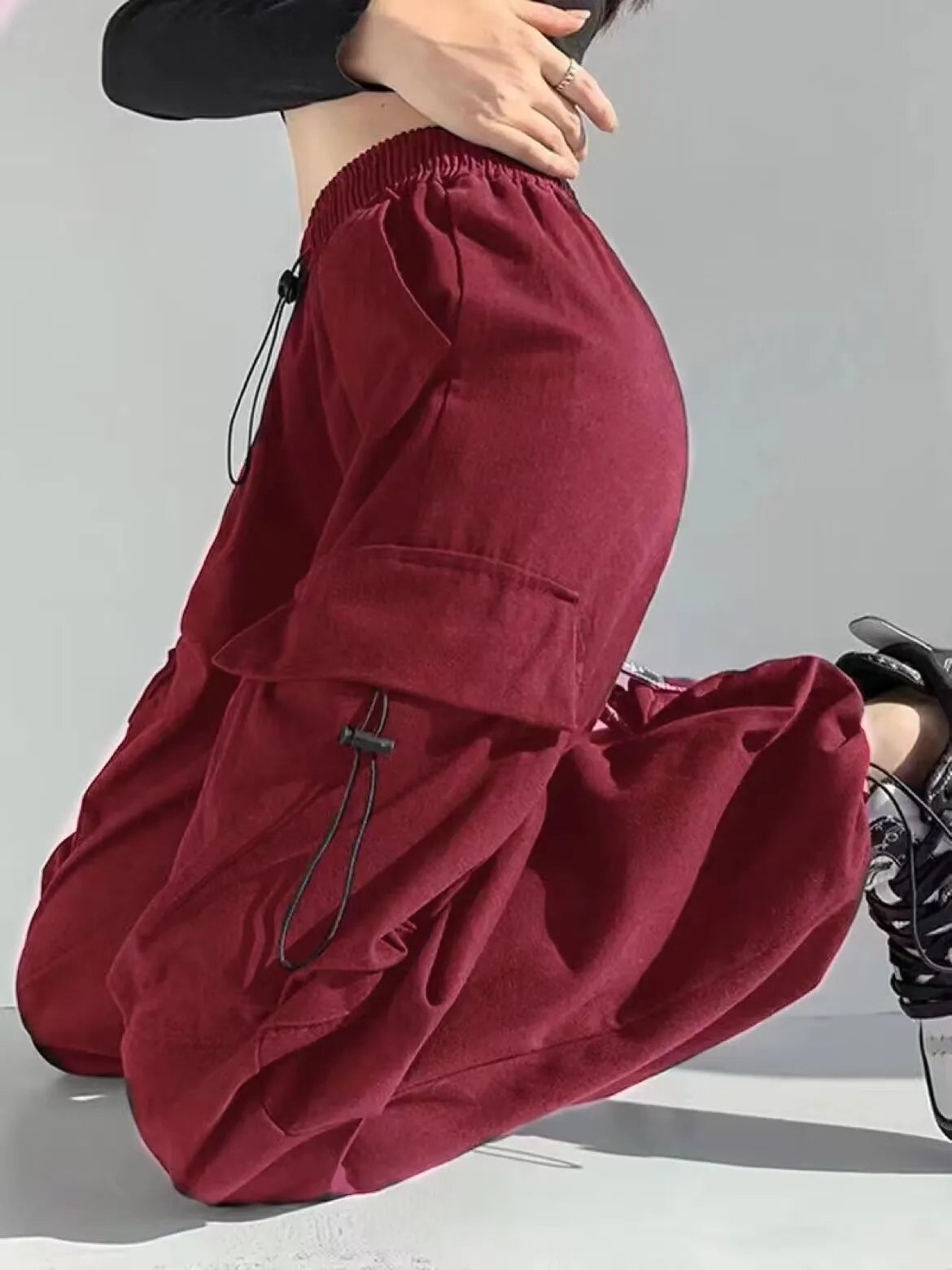 Cargo Pants Women Baggy Trousers 2023 Fall Streetwear Oversized Pants Vintage Casual Elastic Waist Loose Sweatpants Women