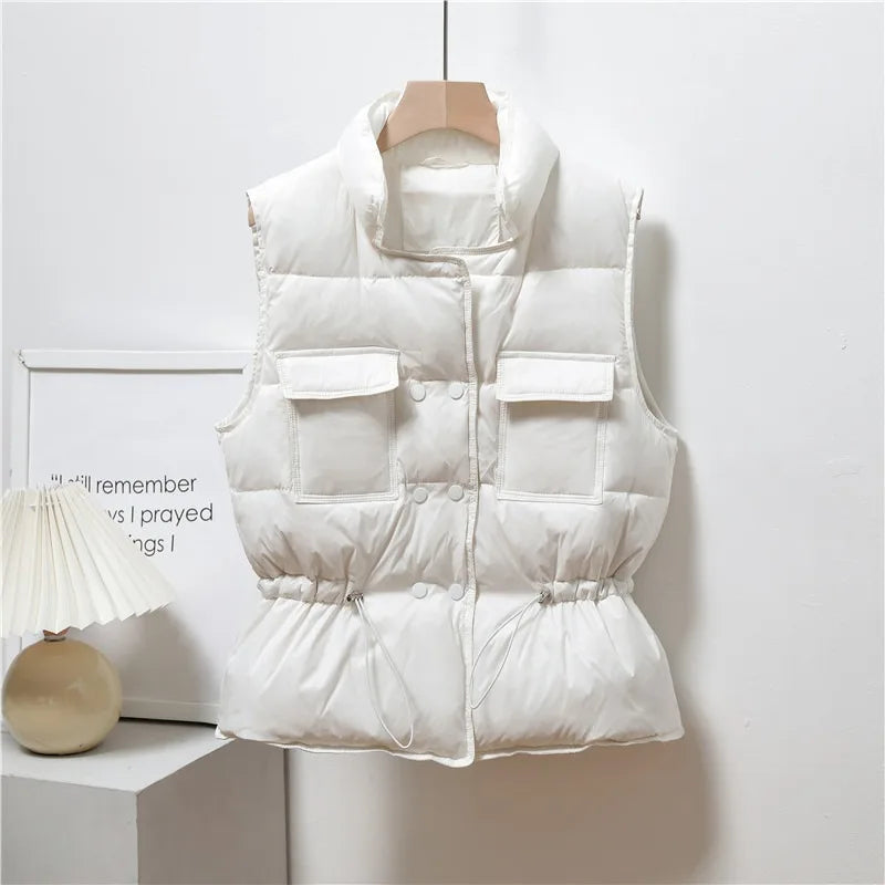 2023 New Light Down Vest Women Short Vest Windproof Lightweight Warm Waistcoat Female White Duck Down jacket Coat Sleeveless