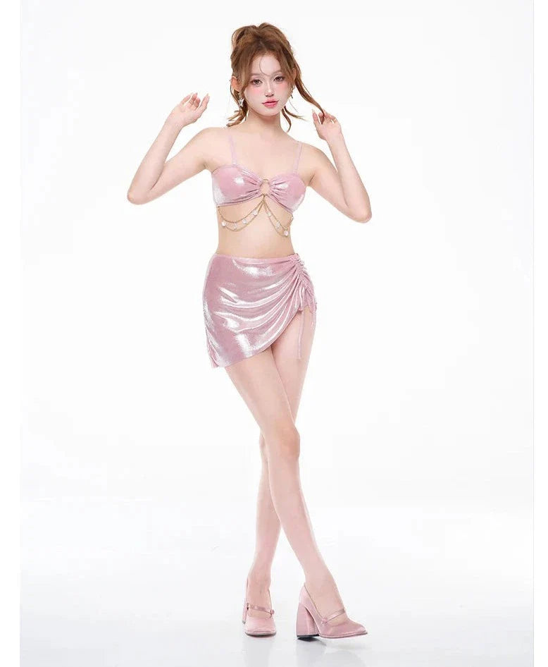 Shiny Beam 3-Piece Ethereal Coquette Swimsuit