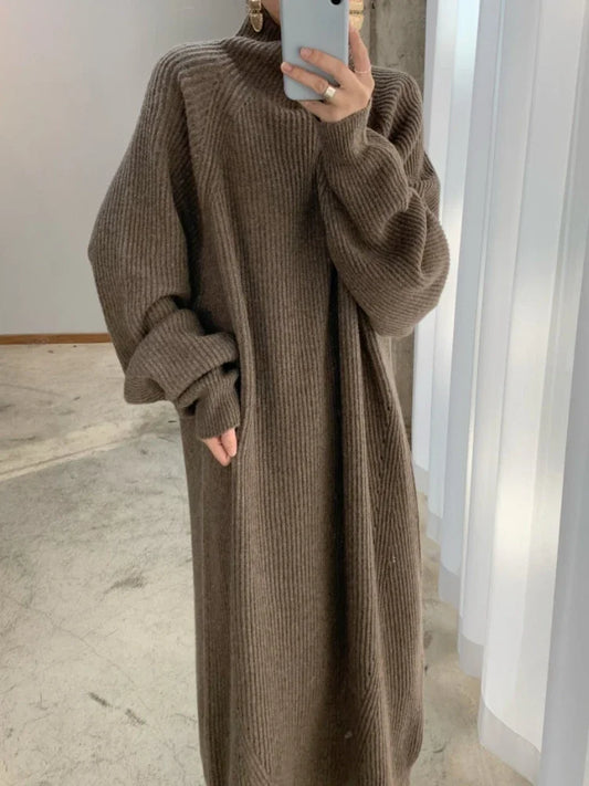 warmmeta New in Women's Winter Sweater Dress Korean Version Pullover Jersey Long Dresses Fashion Streetwear Elegant Women's Clothing