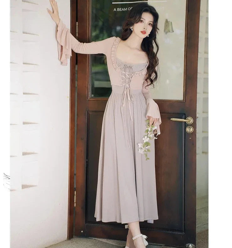 Eleonora Mauve Soft Ethereal Aesthetic 2-Piece Dress Set