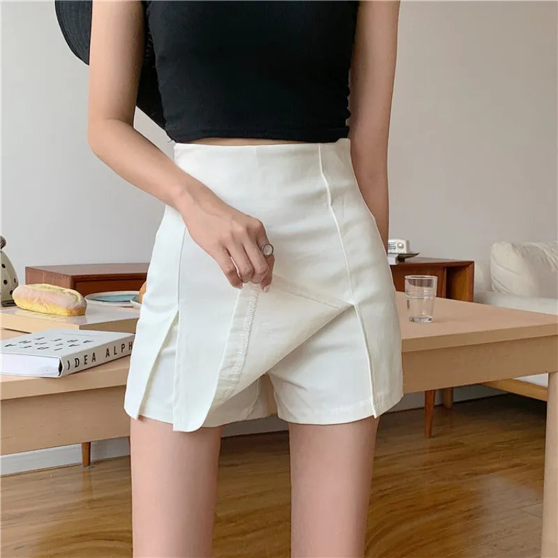 Sexy Split Shorts Skirt Women's Office Ladies Suit Skirt Summer New Black Mini A-line Pants Skirt High Waist Wide Leg Shorts