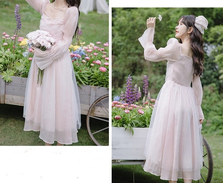 Pale Petal-Pink Delicate Fairy Princesscore Dress