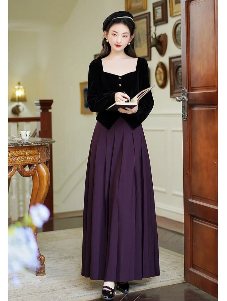 Levia Dark Academia Vintage Dress Set