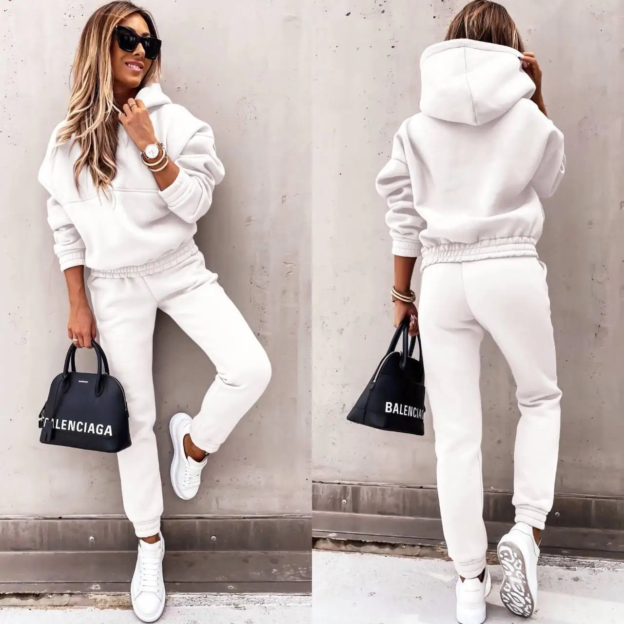 Women Winter Two Piece Set Tracksuit Solid Color Suit 2022 Autumn Trouser Suits Female Sweatshirt Solid Sports Hoodie Sportswear