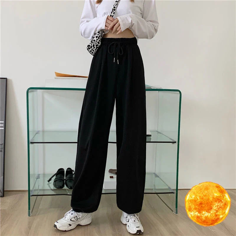 HOUZHOU Gray Sweatpants for Women 2022 Autumn New Baggy Fashion Oversize Sports Pants Balck Trousers Female Joggers Streetwear