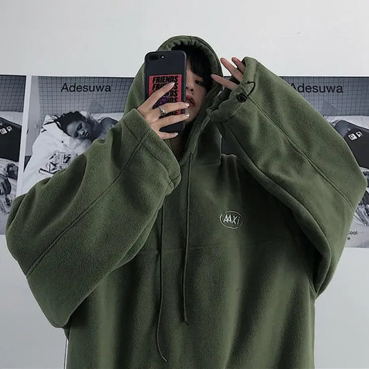 Deeptown Harajuku Fleece Women Hoodies Oversized Streetwear Vintage Korean Fashion Female Black Sweatshirts Y2k Green Pullovers