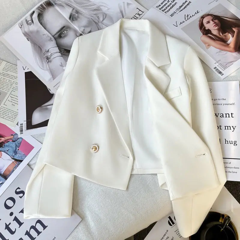 Lucyever 2023 Spring Fashion Women's Blazer Korean Style Office Cropped Blazers Women All-Match Street Long Sleeve Suit Jacket