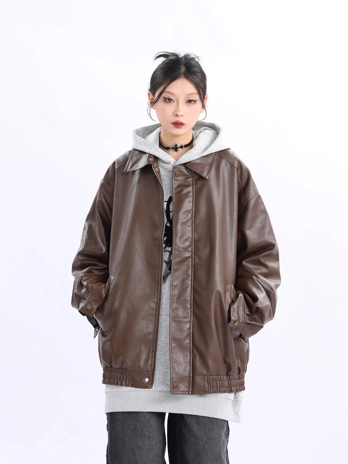 New Autumn Traf American Women Coat Women's Retro Brown Leather Jacket 2023 Trf Jackets Clothing Winter