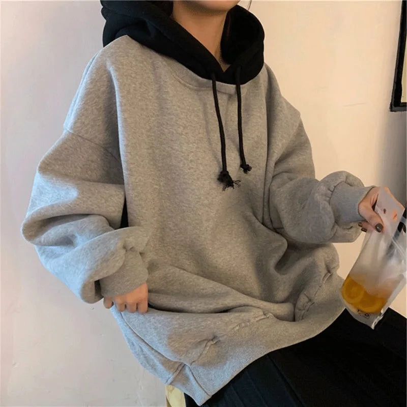 Oversized Sweatshirt Women INS New Autumn Casual Loose Bigh Thick Hoodies Black Gray Long Sleeve Overcoats 2021 Kawaii Tops 4XL