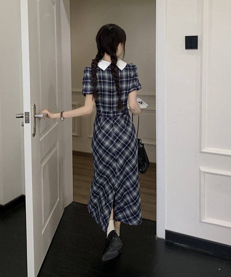 Genevieve Dark Academia Plaid Dress