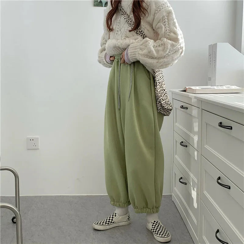 Autumn Winter Harem Pants Women Oversized Thicken Sweatpants High Waist 2023 Loose Korean Casual Sweatpants Warm Pants Joggers