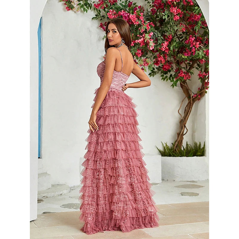 Tea party dress to impress Summer New Fashion Sexy Spaghetti Strap Backless Elegant Ladies Evening Cocktail Prom Wedding Party Long Maxi dresses