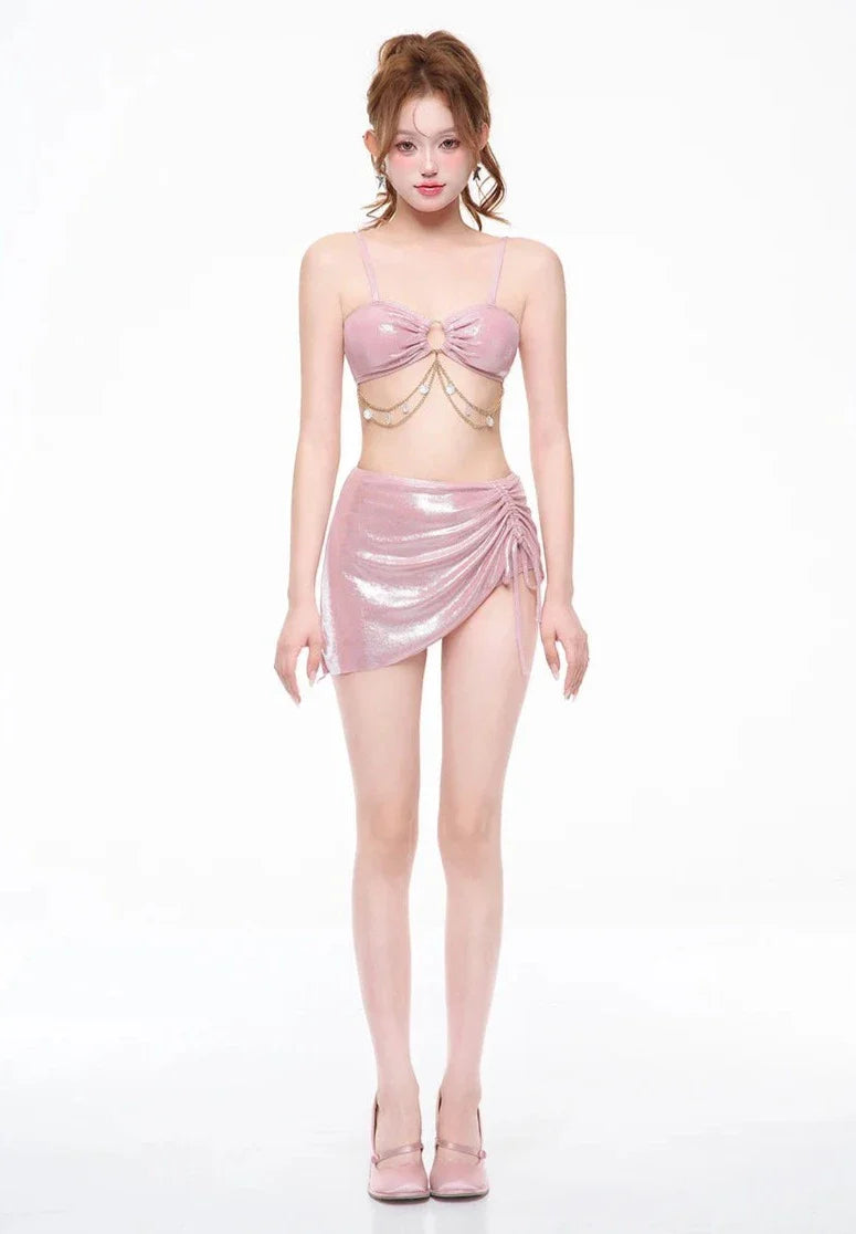 Shiny Beam 3-Piece Ethereal Coquette Swimsuit