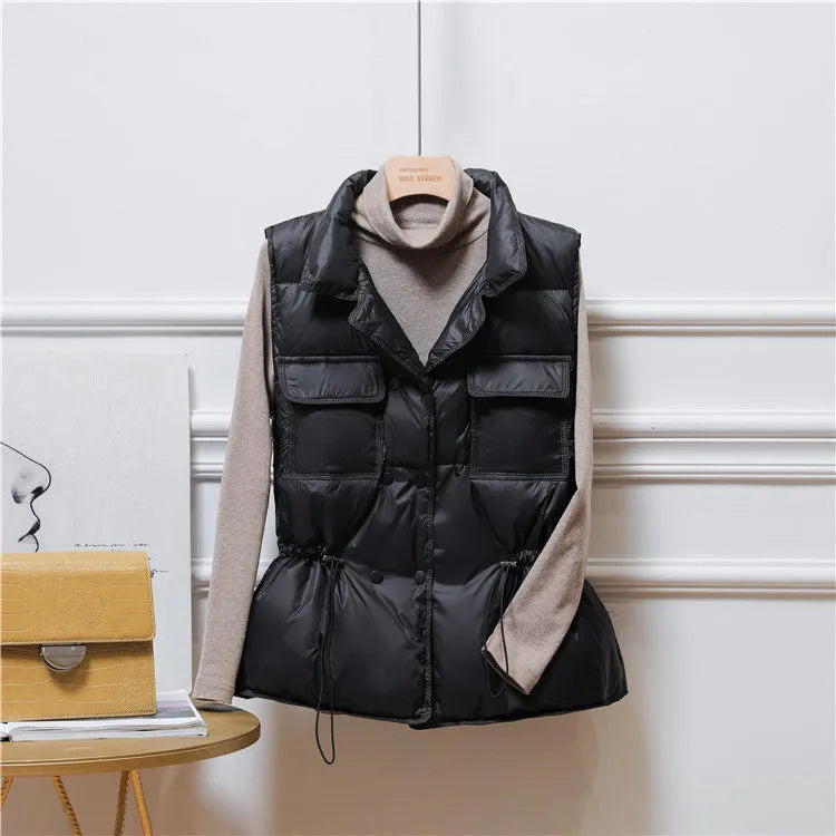 2023 New Light Down Vest Women Short Vest Windproof Lightweight Warm Waistcoat Female White Duck Down jacket Coat Sleeveless