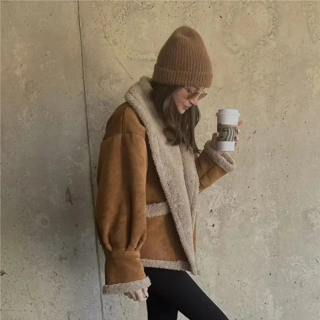 PICSGIRL -  Winter jackets for women faux fur coat women Winter outfits vintage clothes teddy coats for women furry jacket brown