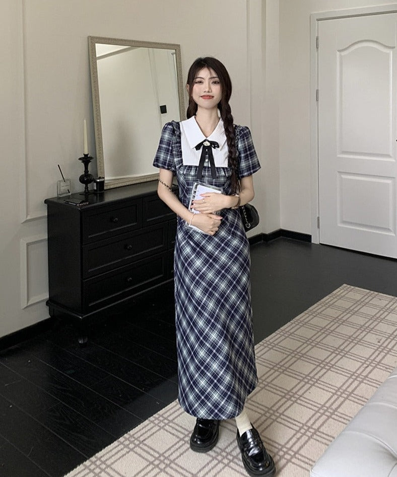 Genevieve Dark Academia Plaid Dress