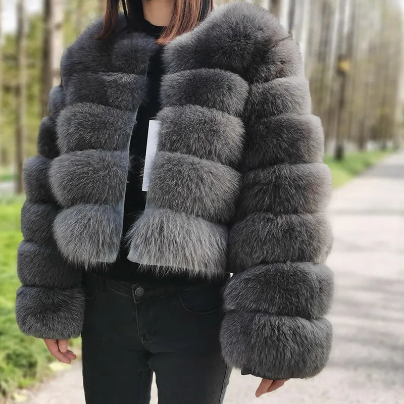 Maomaokong 2023 Natural Real Fox Fur Coat Women Winter Warm Luxury Fur Jacket Detachable Long Sleeves Female Vest Furry Coats